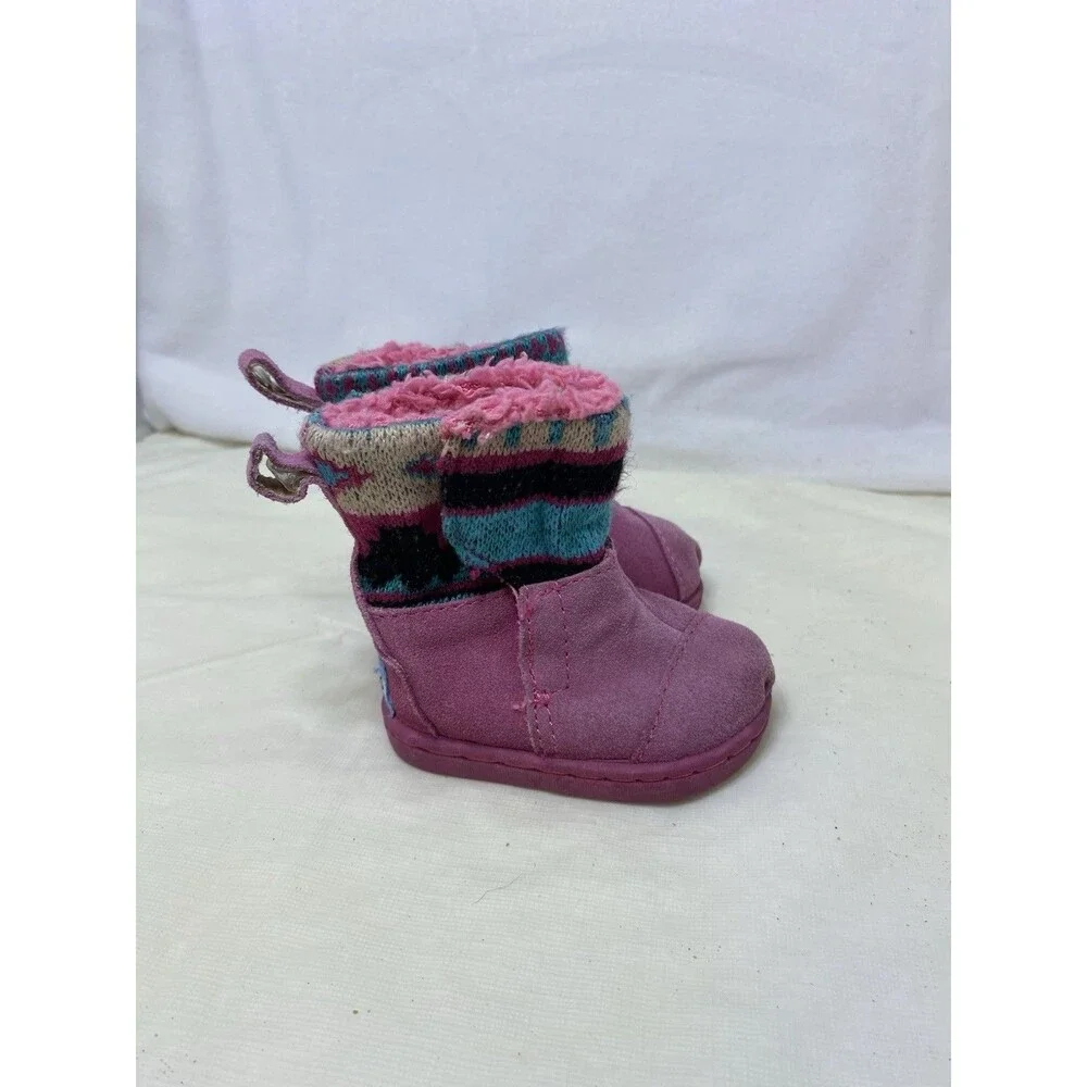 TOMS Nepal Boot Pink Suede Mix Boot size Tiny 2 T